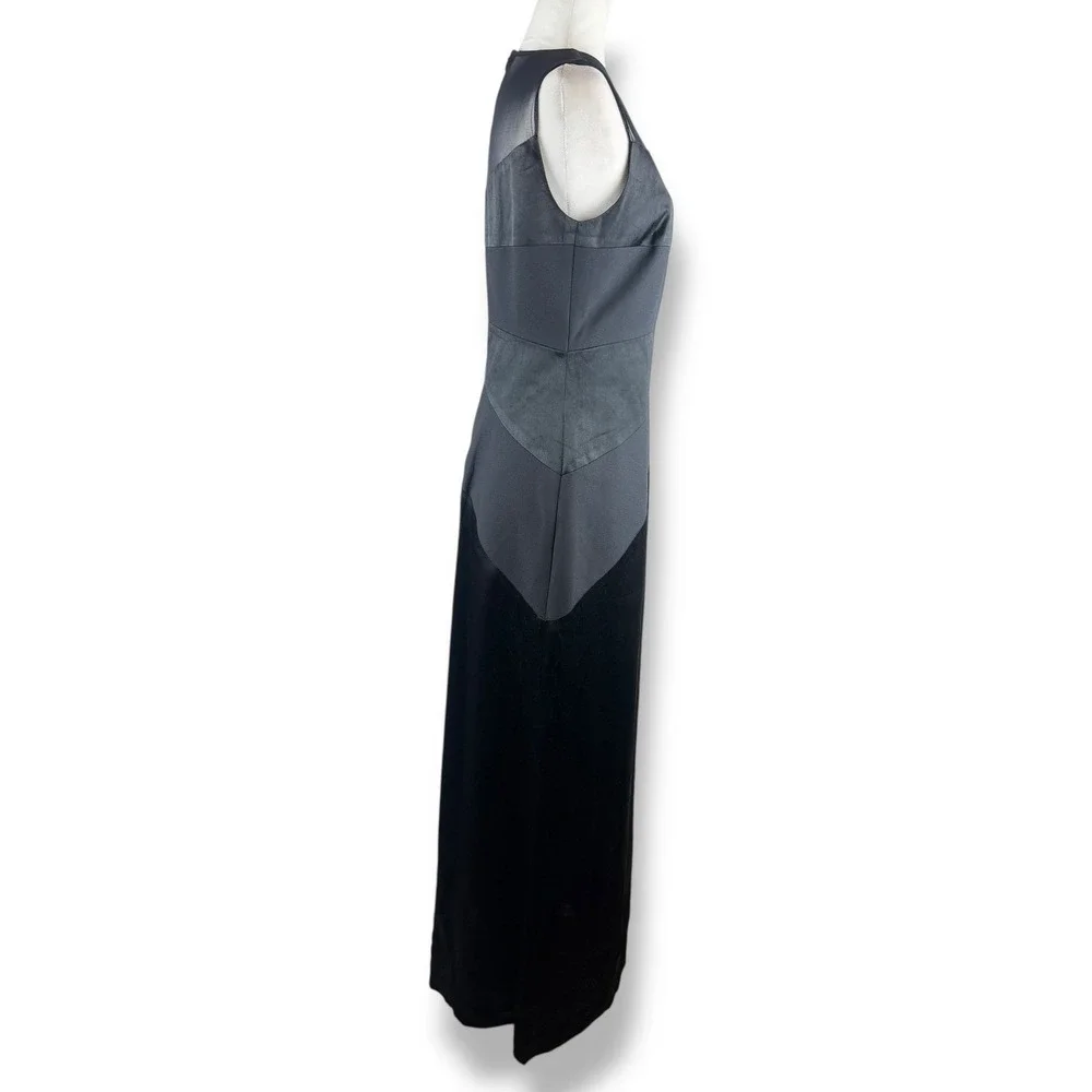 Vintage Y2K Black Formal Cocktail Maxi Dress Womens Size 8 USA Made Gala Satin
